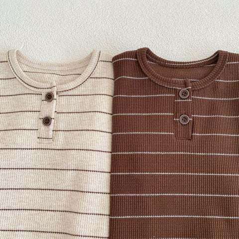 2 Pc Unisex Baby Stripe Waffle Knit Set
