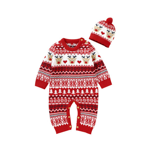Baby Knit Holiday Reindeer Romper