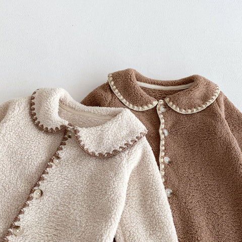 Baby Fluffy Cozy Contrast Stitch Romper