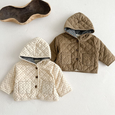 Unisex Baby Corduroy Polka Dot Fleece Line Jacket