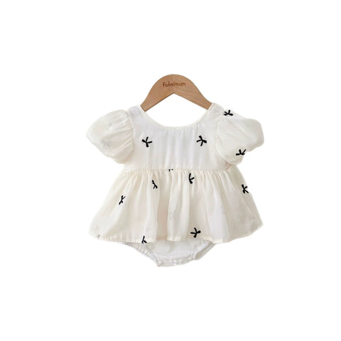 Baby Girls Squared Neck Bow Dress