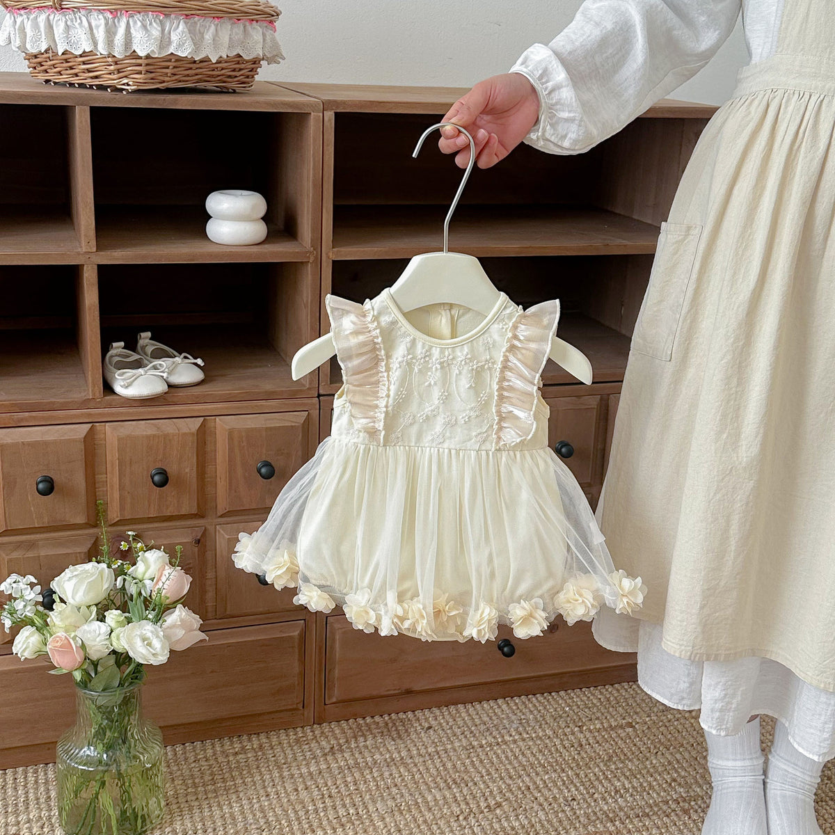 Baby Girl 3D Flower Hem Bodysuit Dress