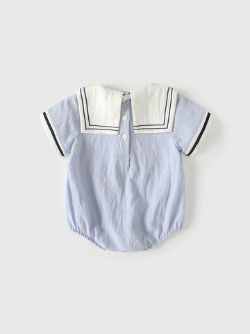 Baby Boy Preppy Tie Sailor Collar Bodysuit