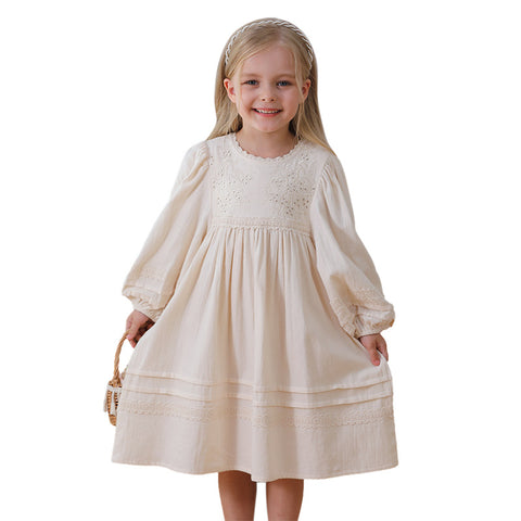Girls Rustic Style Long Sleeve Dress