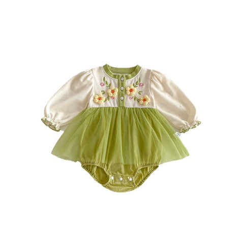 Baby Girl 3D Flower Mesh Bodysuit Dress