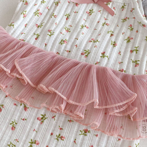 Baby Girl Ditsy Floral Ribbed Tutu Bodysuit