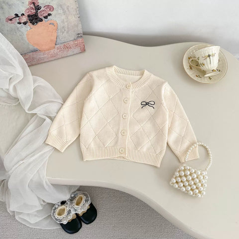 2 Pc Girls Bow Cardigan w/ Flare Pants Set