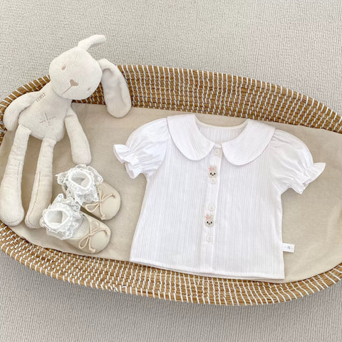 2 Pc Baby Girl Bunny Overall Skirt w/ Collar Shirt