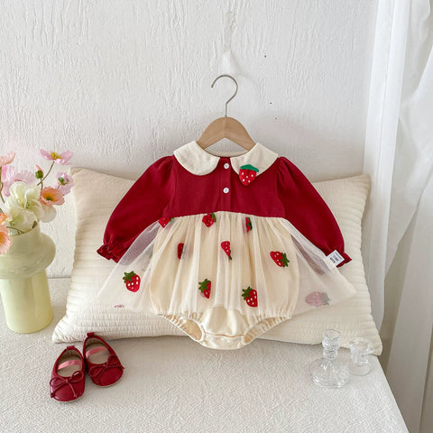 Baby Girl Strawberry Collar Dress