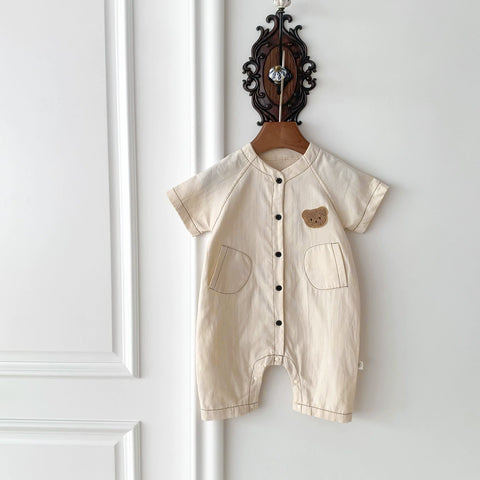 Baby Boy Bear Baseball Style Romper