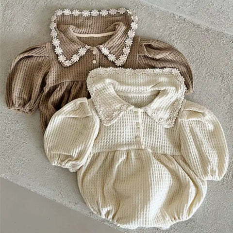 Baby Girls Waffle Knit Daisy Collar Bodysuit