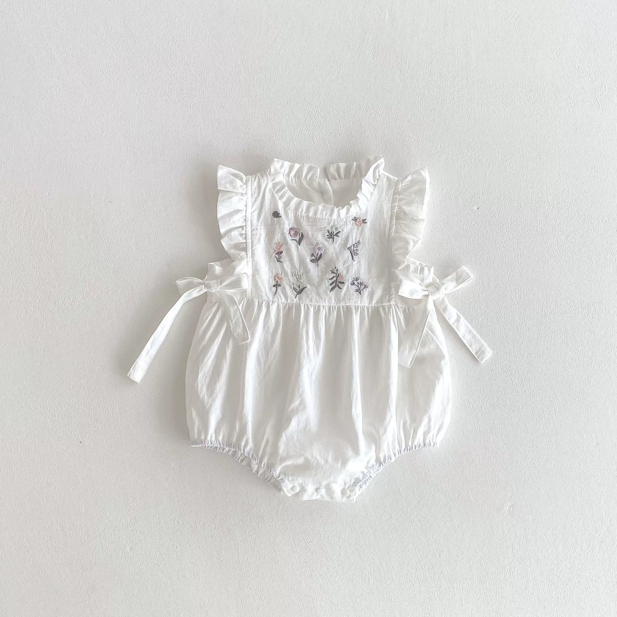 Baby Girl Mini Flower Bow Trim Bodysuit