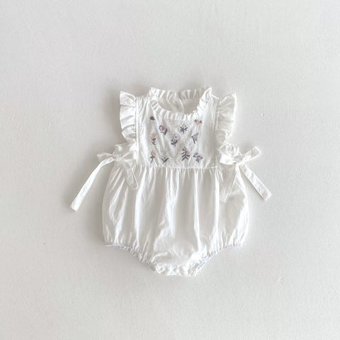 Baby Girl Mini Flower Bow Trim Bodysuit