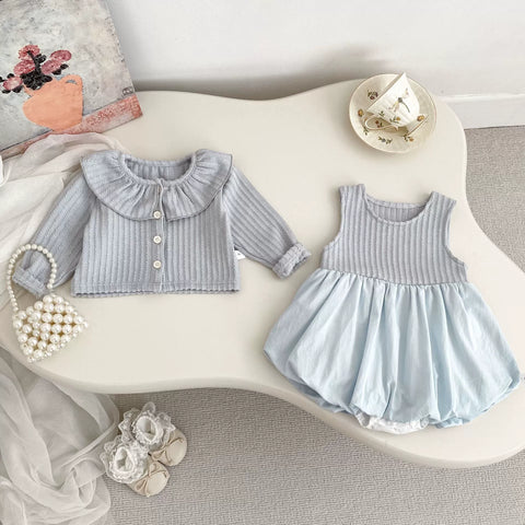 2 Pc Baby Girl Cardigan Bubble Dress Set