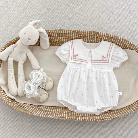 Baby Girl Polka Dot Sailor Collar Bodysuit