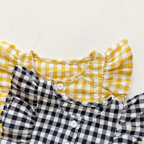 2 Pc Baby Girl Gingham Bodysuit Set