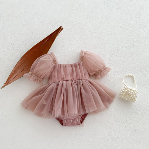 Baby Girl Bubble Sleeve Tulle Dress
