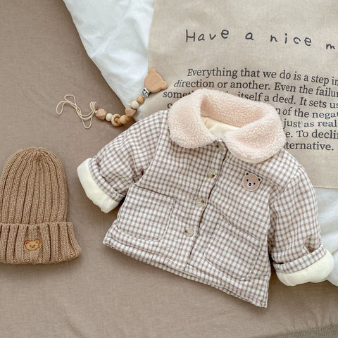 Baby Bear Thick Fleece Gingham Plaid Jacket