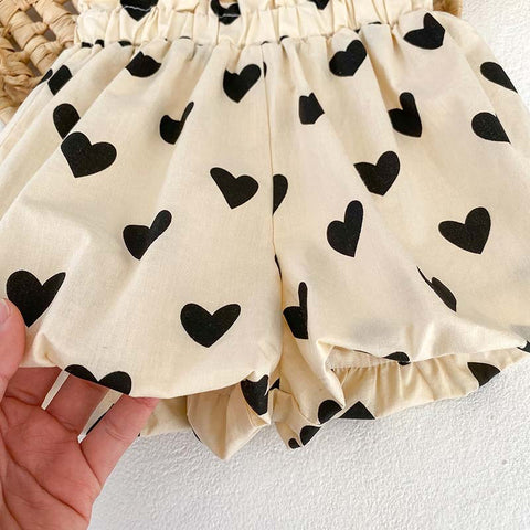 2 Pc Baby Girl Hearts Balloon Top Shorts Set