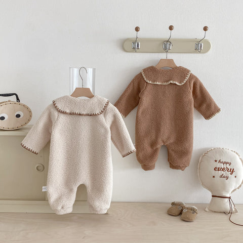 Baby Fluffy Cozy Contrast Stitch Romper