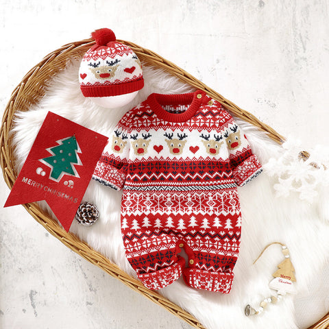 Baby Knit Holiday Reindeer Romper