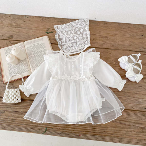 2 Pc Baby Girl Sheer Mesh Dress with Bodysuit