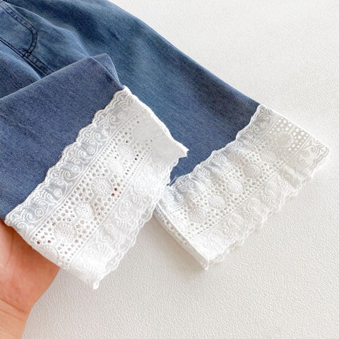 Toddler Girls Lace Hem Jeans