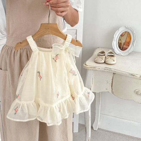 Baby Girl Flower Embroidered Mesh Dress