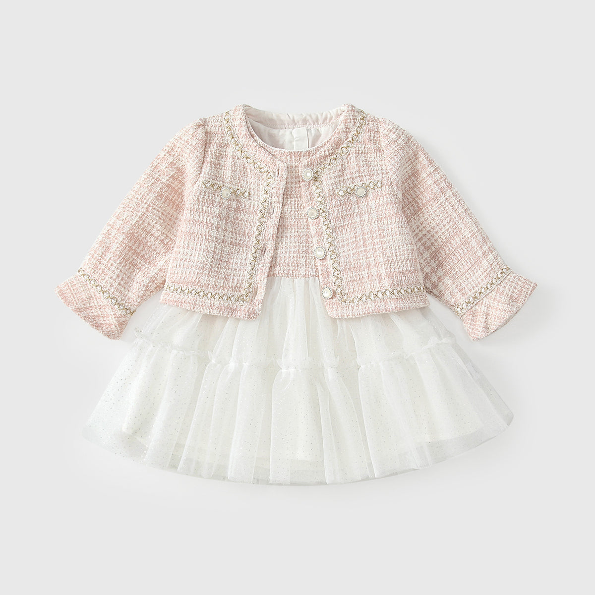2 Pc Baby Girl Tweed Jacket and Dress Set