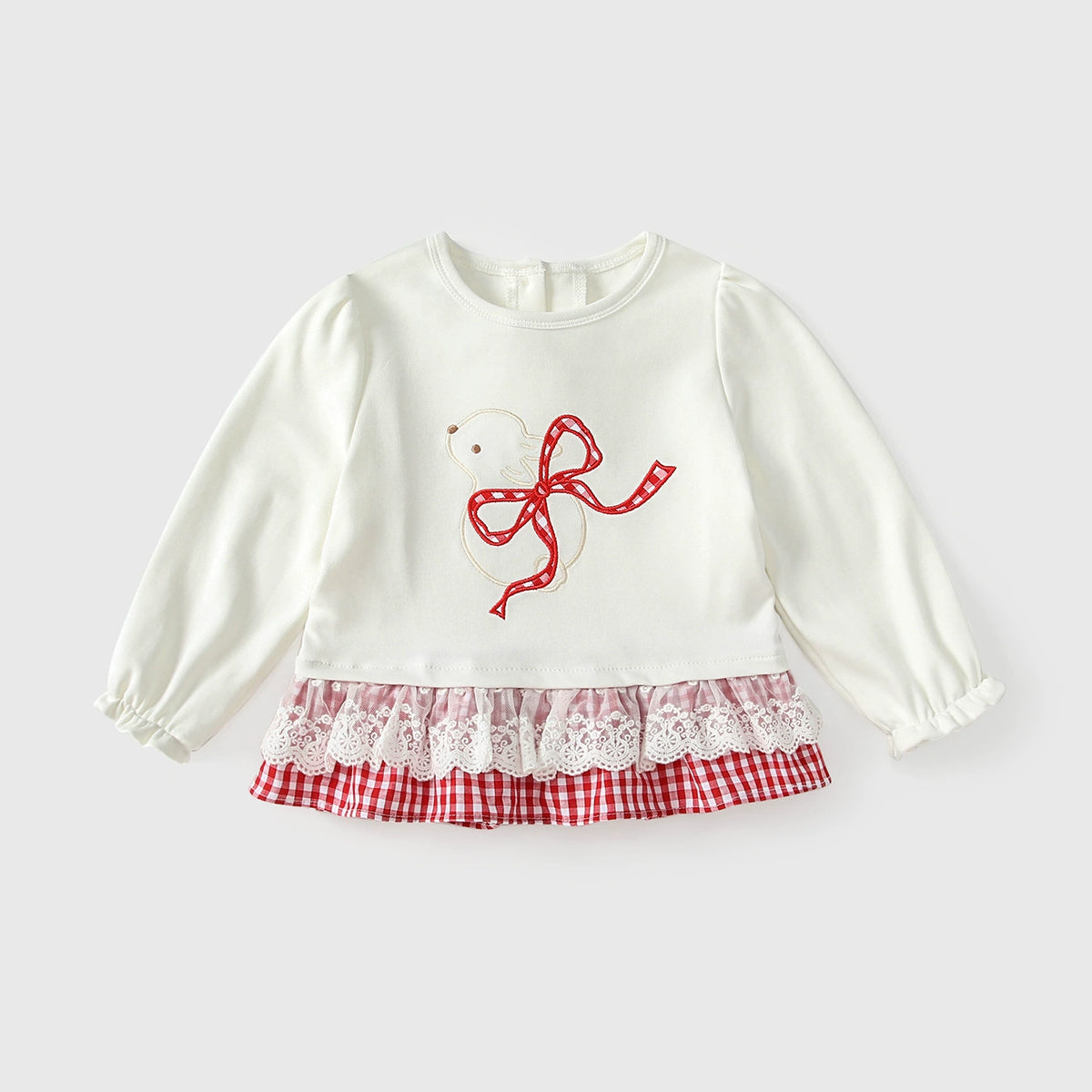 Baby Girl Bunny Patch Plaid Hem Shirt