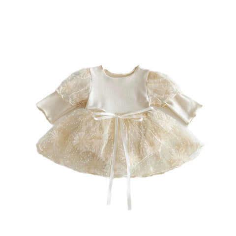 Baby Girl Flower and Dots Pattern Tulle Dress