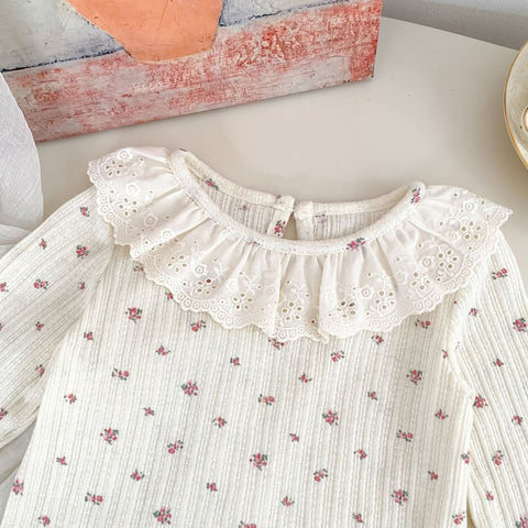 2 Pc Baby Girl Floral Shirt & Pink Jumpsuit Set