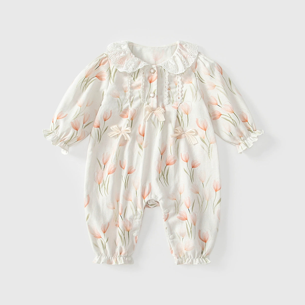 Baby Girl Tulip Lace Collar Romper