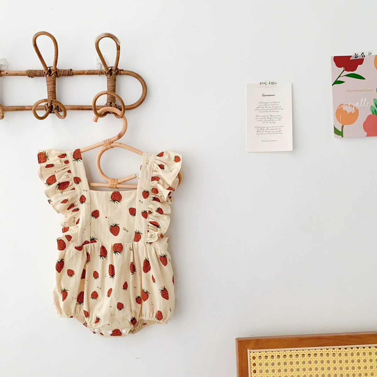 Baby Girls Strawberry Cotton Ruffle Bodysuit