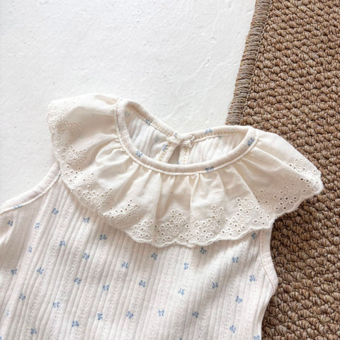 2 Pc Baby Girl Ribbed Shirt & Bloomer Skirt Set