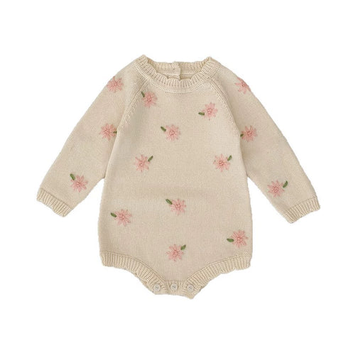 Baby Girl Knit Flower Sweater Bodysuit
