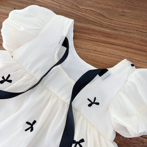 Baby Girls Squared Neck Bow Dress