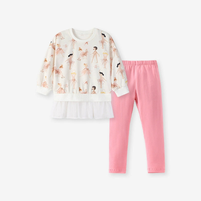 Girls Ballerina Sweatshirt Tutu Tunic w/ Leggings