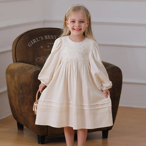Girls Rustic Style Long Sleeve Dress