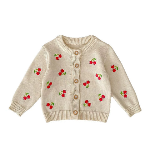 Baby Girl Cherry Embroidered Cardigan