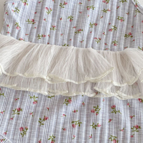 Baby Girl Ditsy Floral Ribbed Tutu Bodysuit