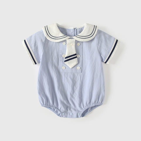 Baby Boy Preppy Tie Sailor Collar Bodysuit