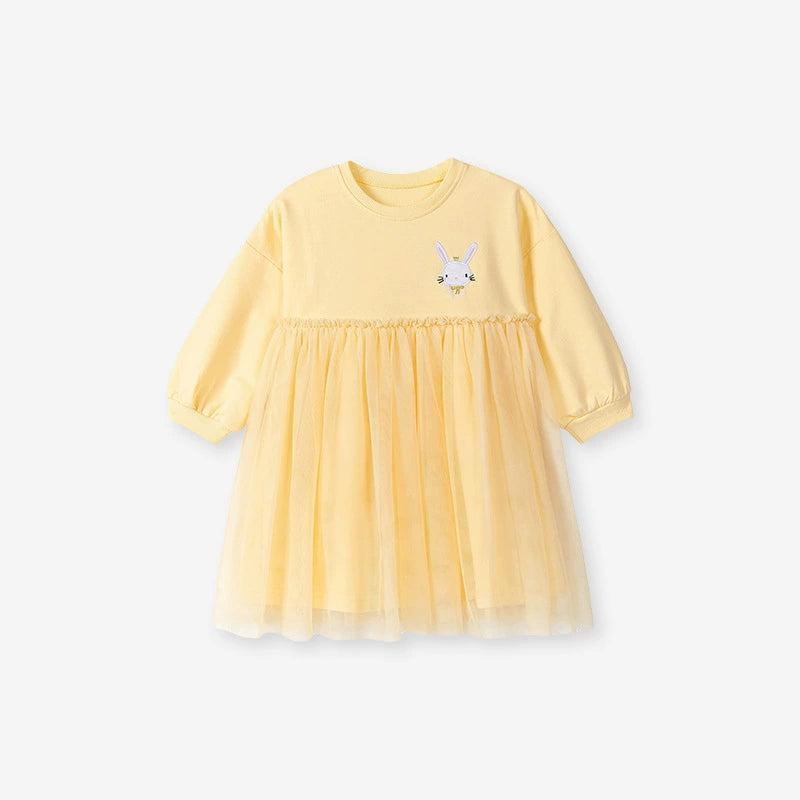 Girls Bunny Crest Mesh Dress Sweatshirt