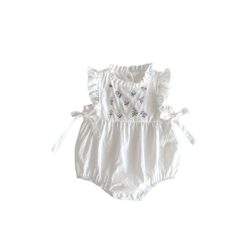Baby Girl Mini Flower Bow Trim Bodysuit