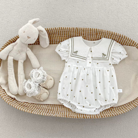 Baby Girl Polka Dot Sailor Collar Bodysuit