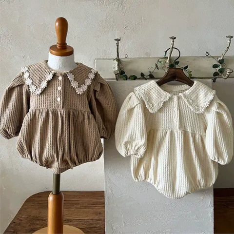 Baby Girls Waffle Knit Daisy Collar Bodysuit