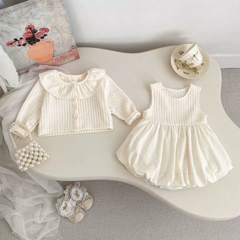 2 Pc Baby Girl Cardigan Bubble Dress Set