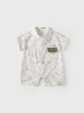 Baby Boy Jungle Stencil Shirt Romper