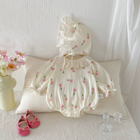 2 Pc Baby Girl Tulip Bodysuit with Bonnet