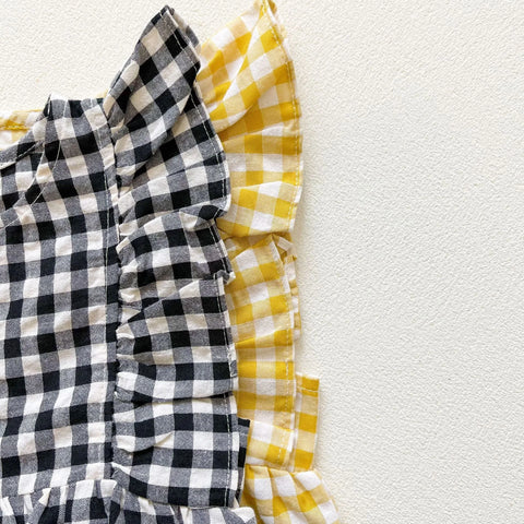 2 Pc Baby Girl Gingham Bodysuit Set